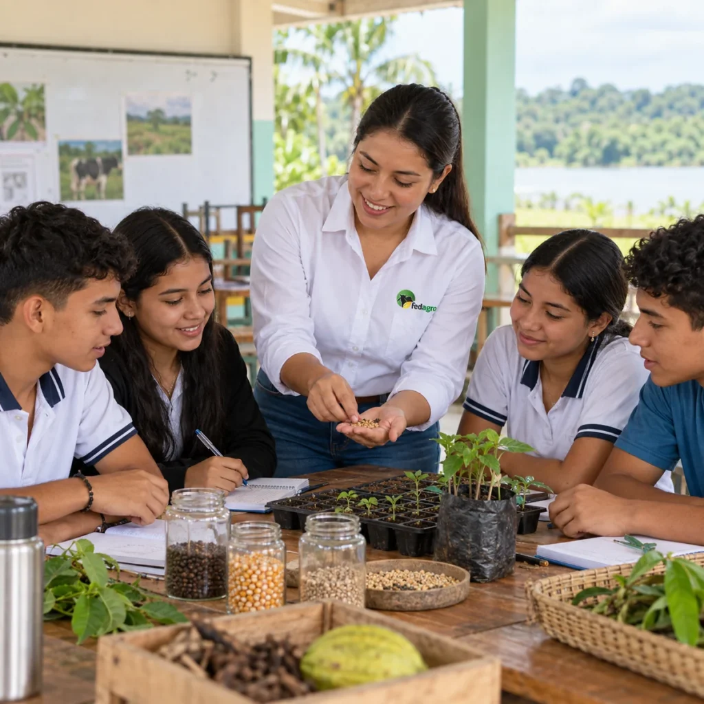 Taller agropecuario con estudiantes de una institución educativa rural